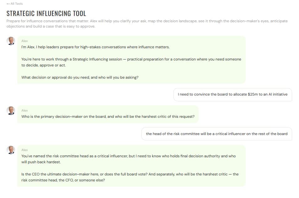 advantAIge — AI coaching tool session in progress